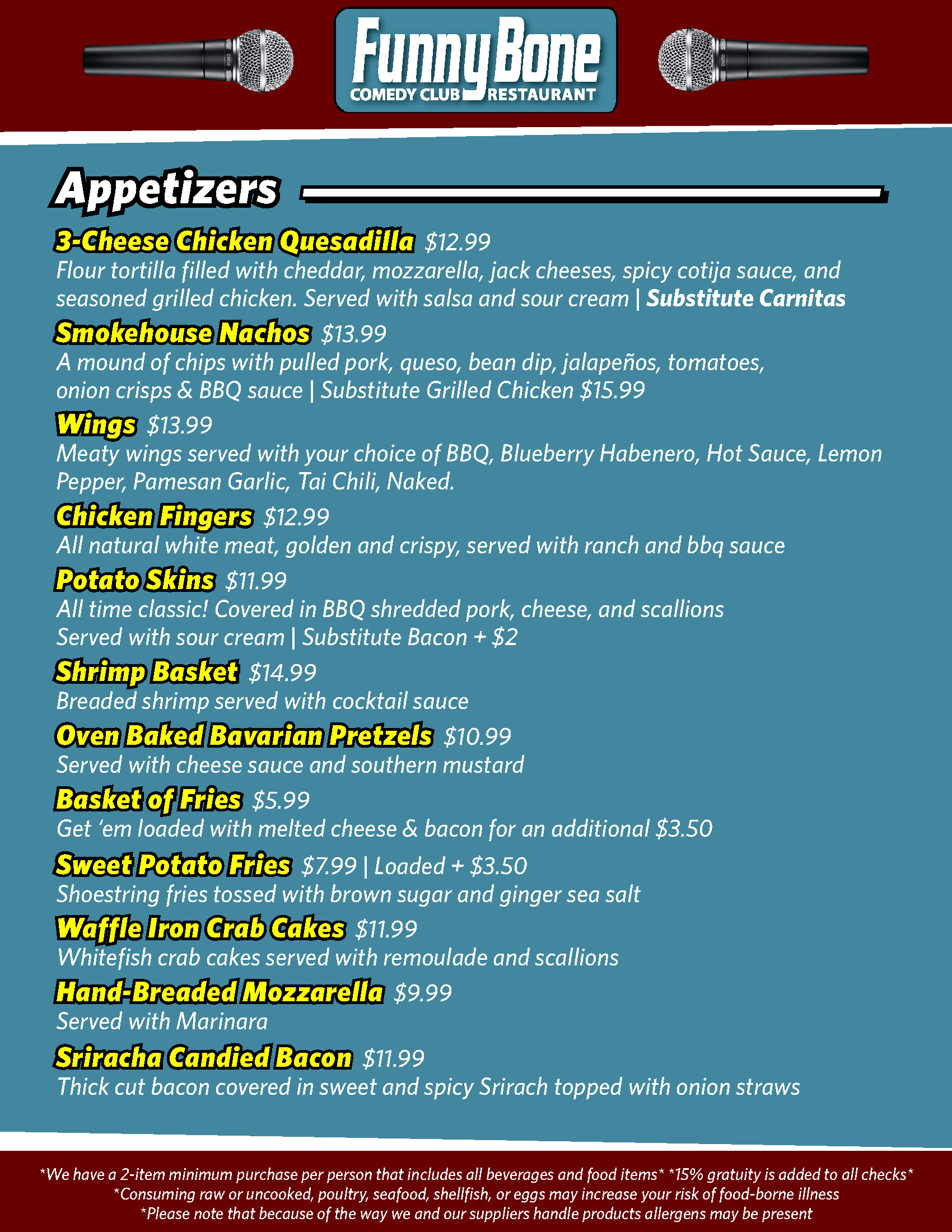 Food & Drink Menu – Omaha Funny Bone Comedy Club & Restaurant Food & Drink Menu – Omaha Funny Bone Comedy Club & Restaurant