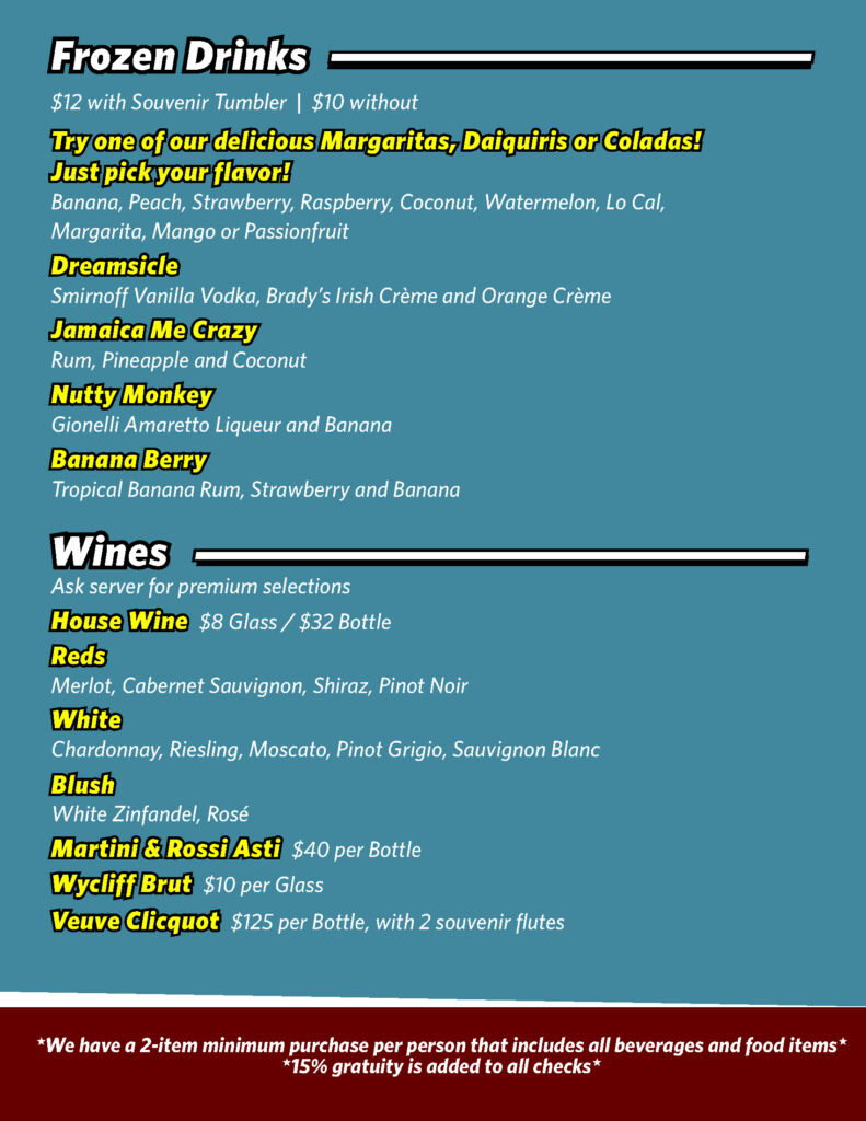 Food Drink Menu Omaha Funny Bone Comedy Club Restaurant